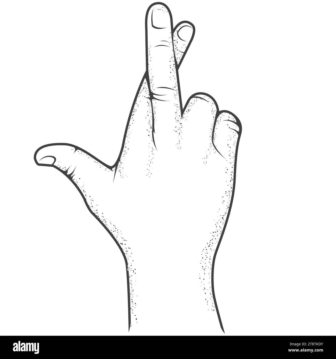 Dedos cruzados gesto de la mano, buena suerte y símbolo de esperanza, falso signo de promesa o estafa, vector Ilustración del Vector