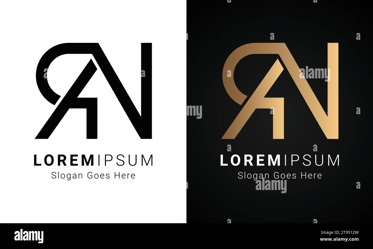 Lujo inicial RN o NR monograma de texto diseño de logotipo de letra Ilustración del Vector
