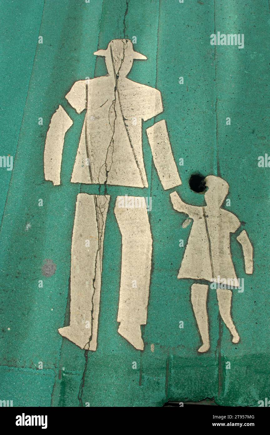 Padre e hijo señalización peatonal, Taipei, Taiwán, Asia. Foto de stock