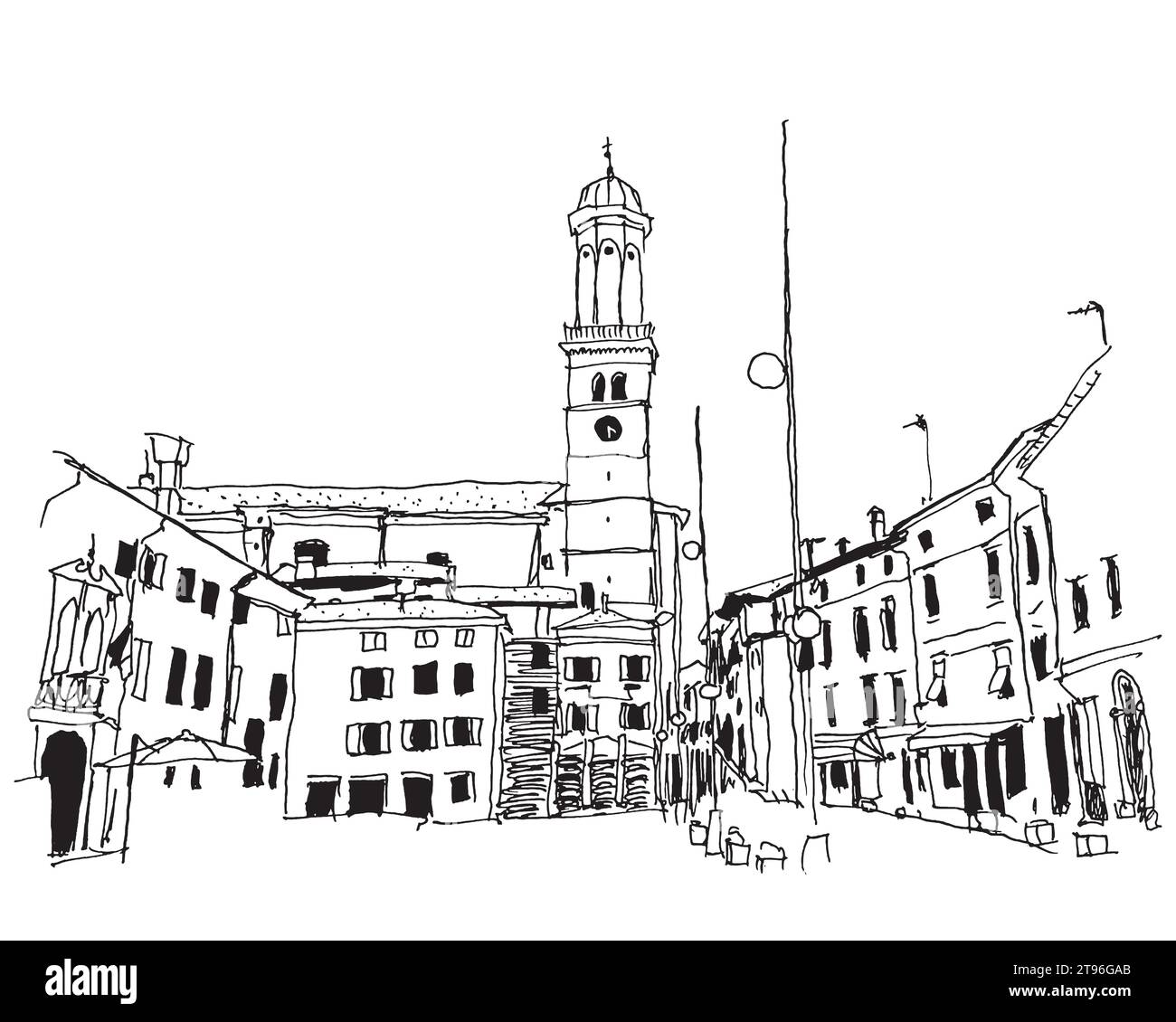 Vector dibujado a mano ilustración de boceto de Cormons, una comuna en la región italiana Friuli-Venezia Giulia Ilustración del Vector