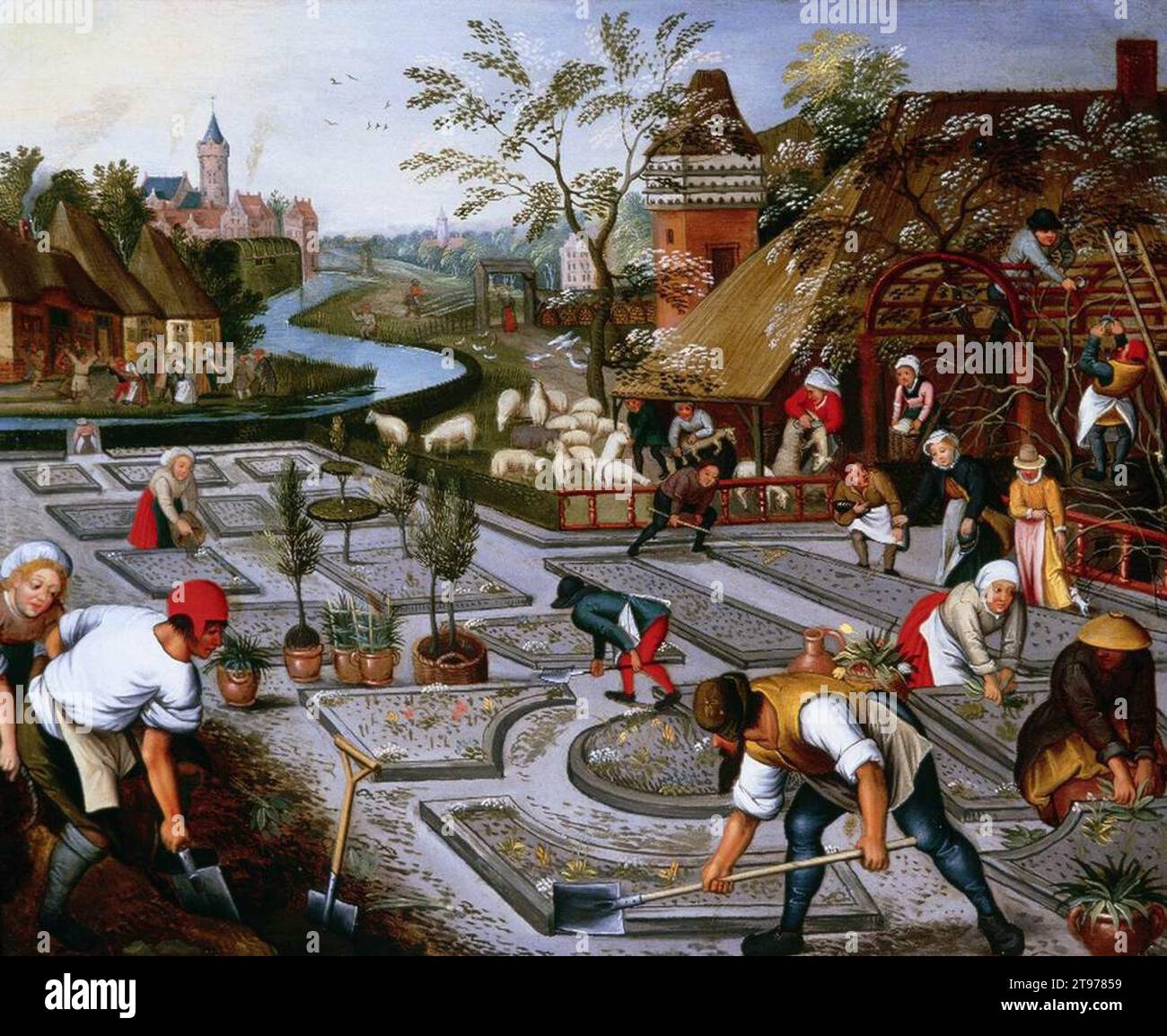 Alegoría de la primavera - por Pieter III Brueghel Foto de stock