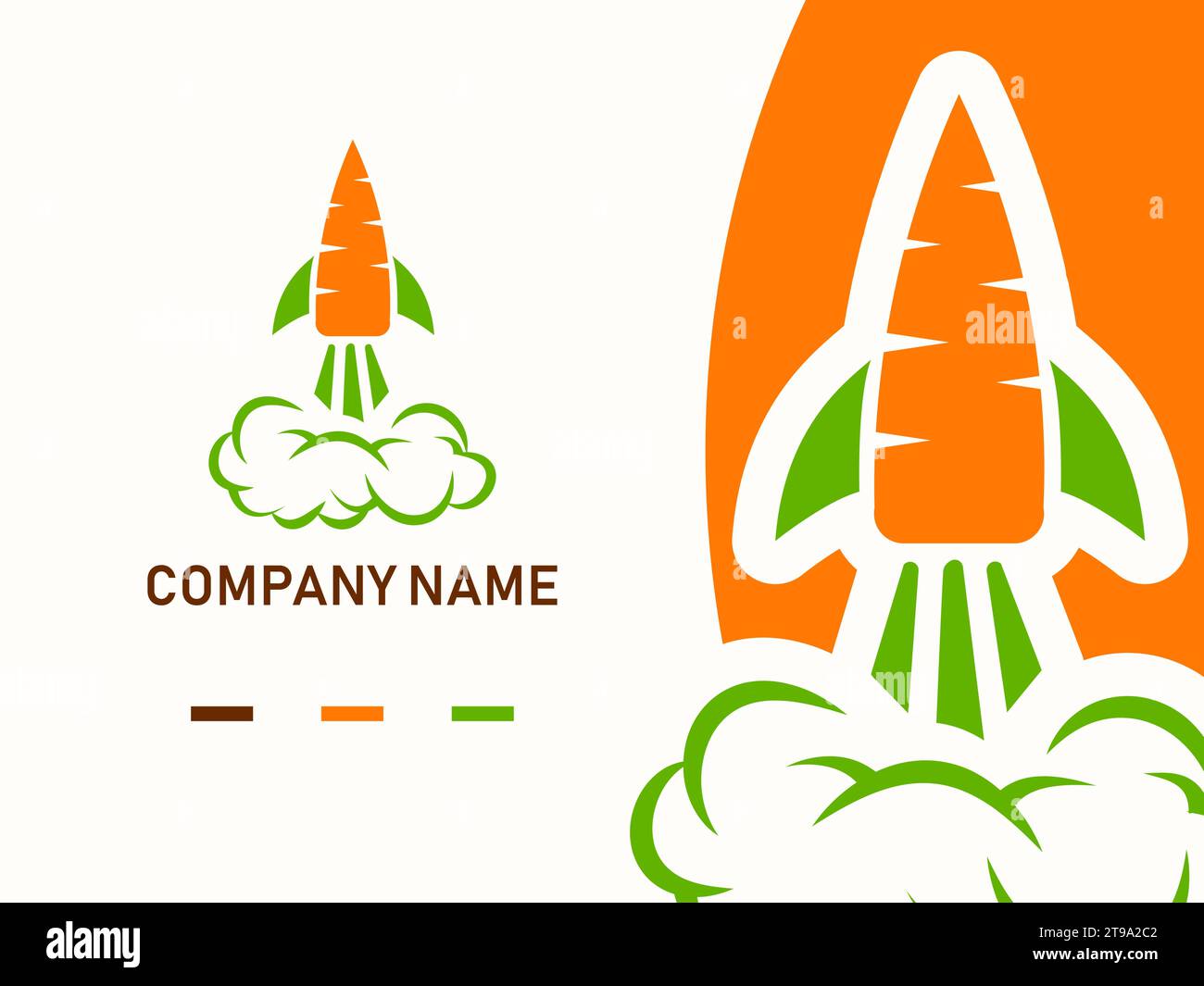 idea de logotipo de zanahoria de cohete, ilustración vectorial, concepto moderno con hoja verde Ilustración del Vector