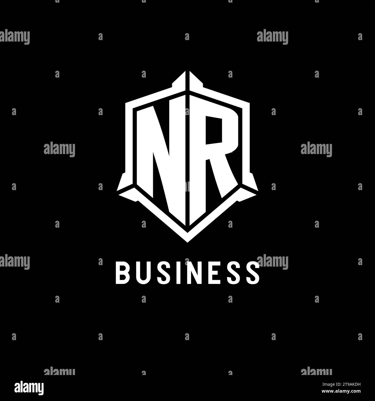 NR logo inicial con forma de escudo estilo vector gráfico Ilustración del Vector
