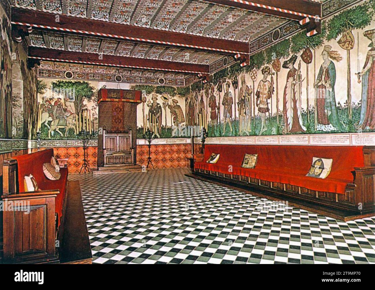 Copia de la Sala Baronale 1884 por Maestro del Castello Della Manta Foto de stock