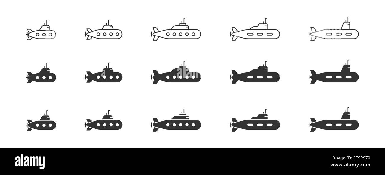 Conjunto de iconos submarinos. Diseño simple. Ilustración vectorial Ilustración del Vector