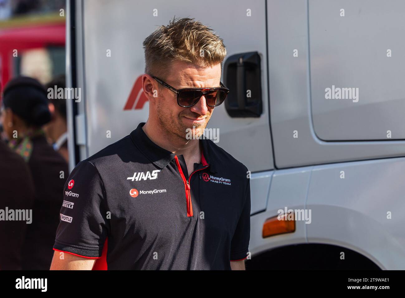 Circuito Yas Marina, Abu Dhabi, Emiratos Árabes Unidos, 26 de noviembre de 2023; Nico Hulkenberg de Alemania y MoneyGram Haas F1 Team durante el Gran Premio de Fórmula Uno de Abu Dhabi, Nico HUELKENBERG, Hülkenberg, ( foto de Jay HIRANO/ATP Images ) (HIRANO Jay/ATP/SPP) Crédito: SPP Sport Press Photo. /Alamy Live News Foto de stock