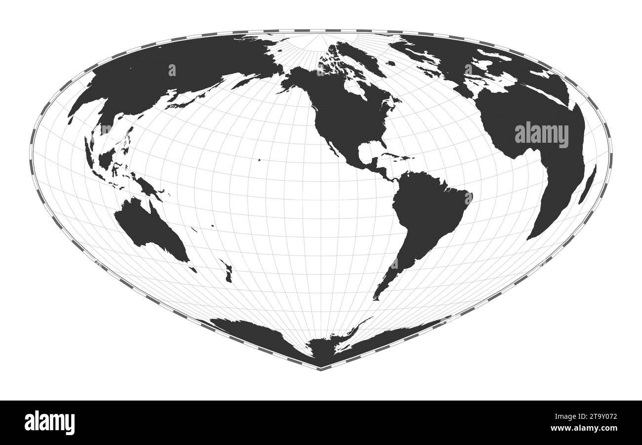 Vector Mapa Del Mundo Proyección De Bottomley Mapa Geográfico De Mundo Llano Con Líneas De 2742