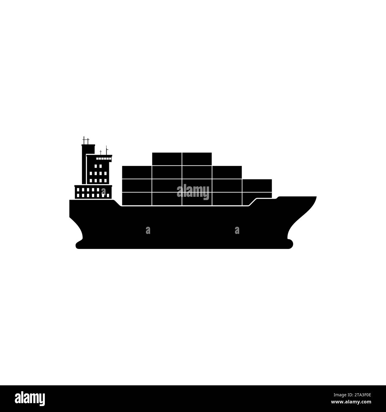 Buque de carga con el icono de contenedores aislados sobre fondo blanco