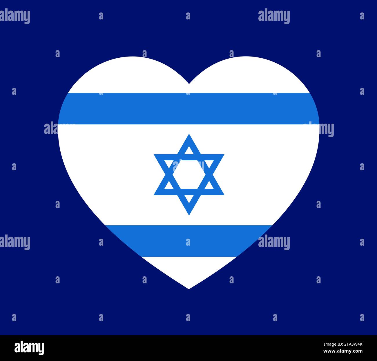 Amor corazón con la bandera nacional israelí - apoyo, simpatía y solidaridad con Israel. Ilustración vectorial. Foto de stock