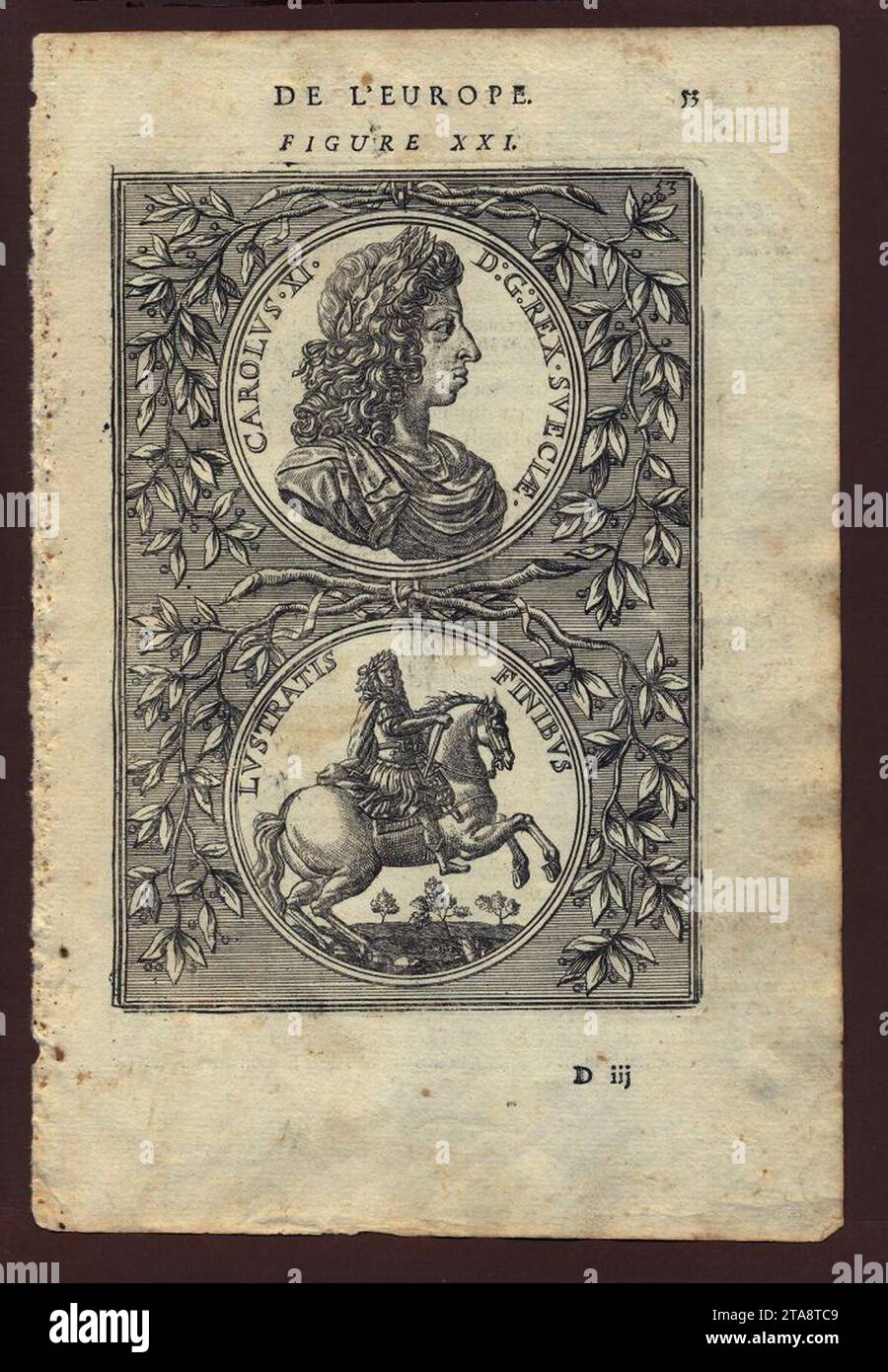 Vista del rey Carlos XI de Suecia, 1683. Foto de stock