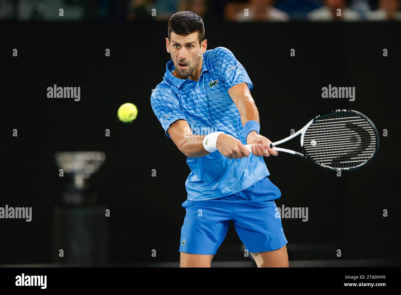 Novak Djokovic, Solteros masculinos, Final, Final, Abierto de Australia 2023, Melbourne Park, Melbourne, Victoria, Australia Foto de stock