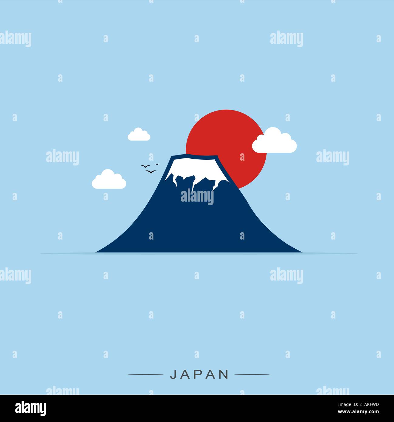 Japón y la montaña Fuji, punto de referencia de viaje. Ilustración vectorial Ilustración del Vector