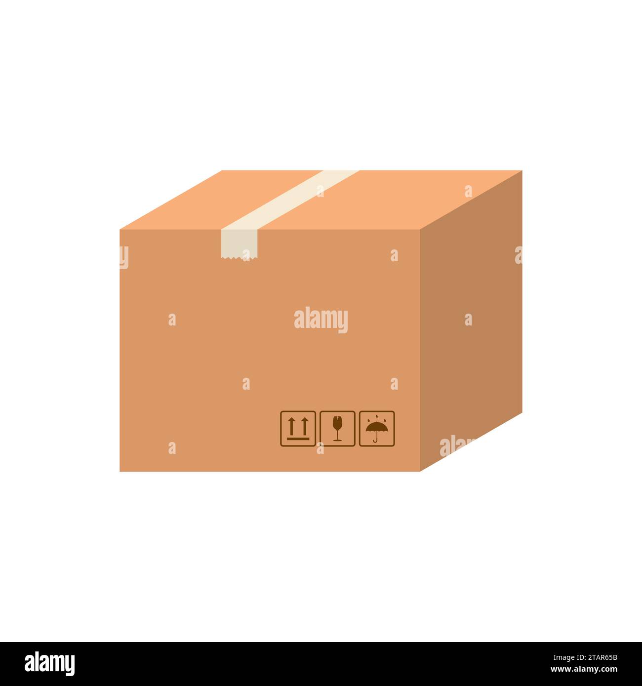 Cajas de cartón con diferentes símbolos de embalaje sobre fondo blanco.  Entrega de paquetes Fotografía de stock - Alamy