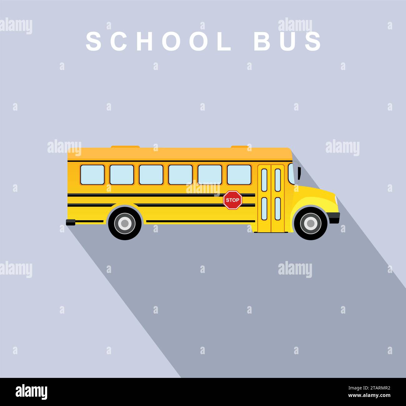 Autobús escolar amarillo con sombra. Ilustración vectorial Ilustración del Vector