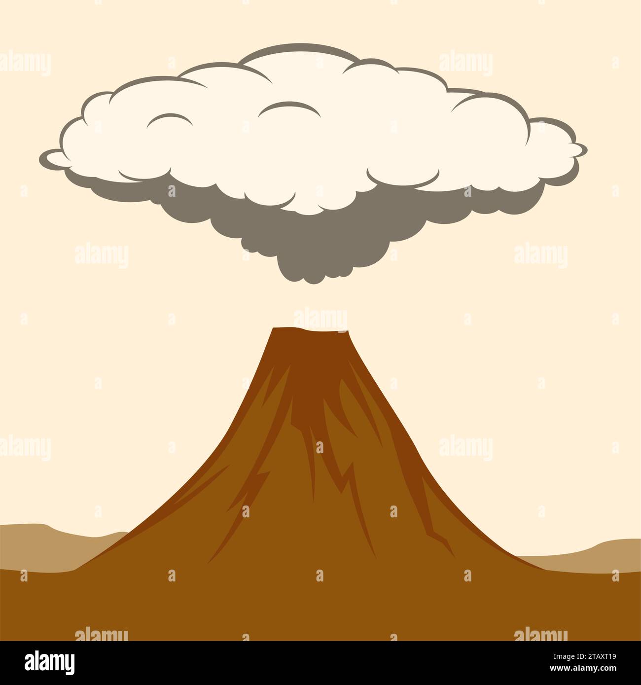 Erupción volcánica con nubes de humo. Ilustración vectorial Ilustración del Vector