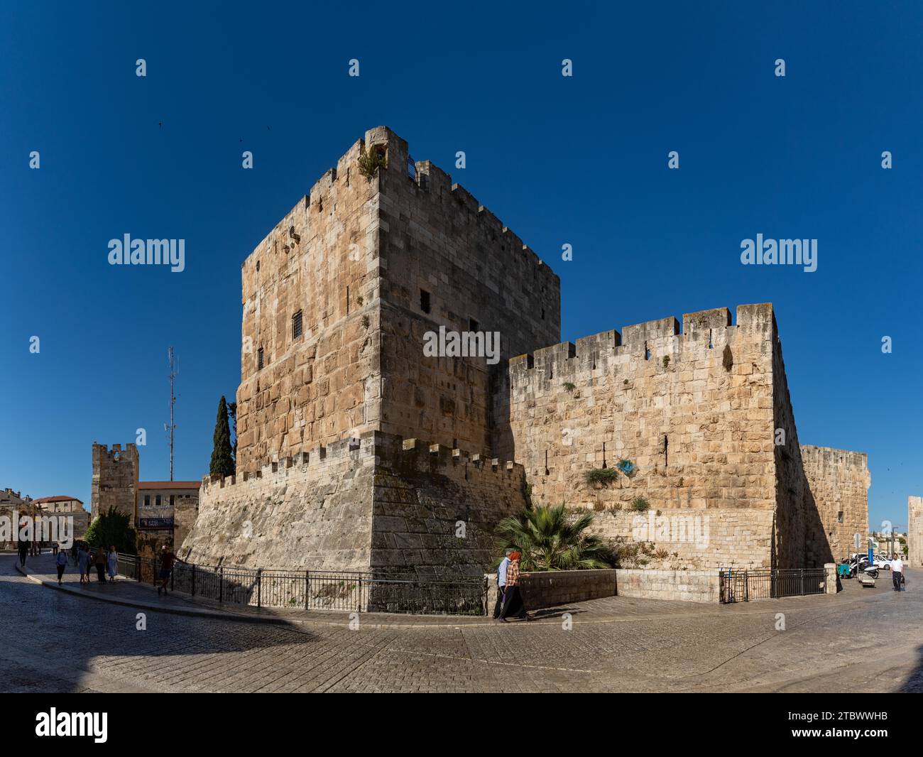 Una imagen panorámica de la Torre de David (Jerusalén) Foto de stock