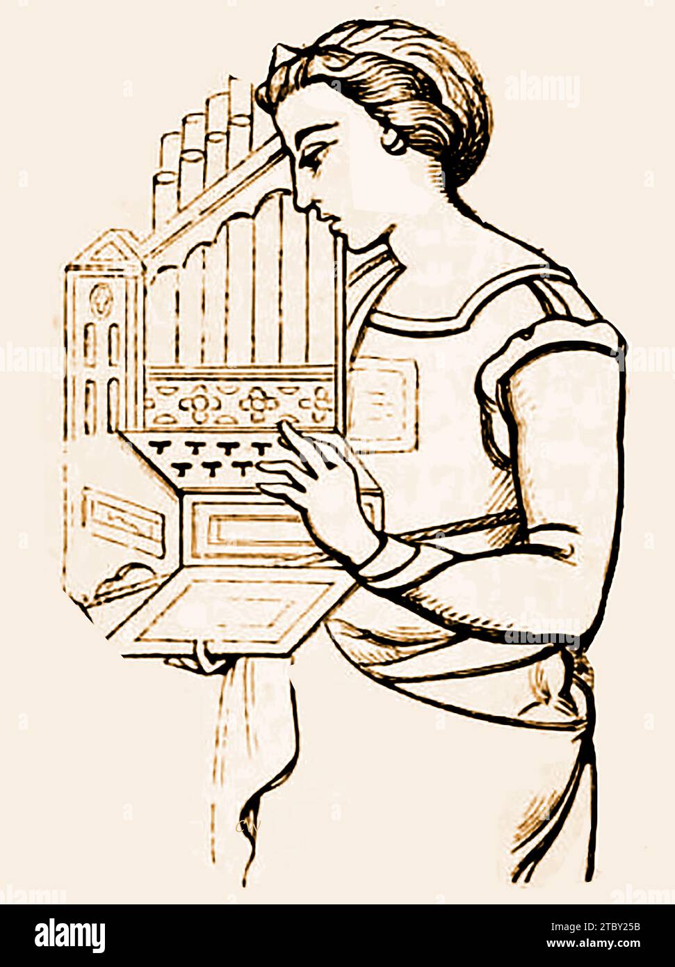Un REGALS MEDIEVAL (órgano portátil. Foto de stock