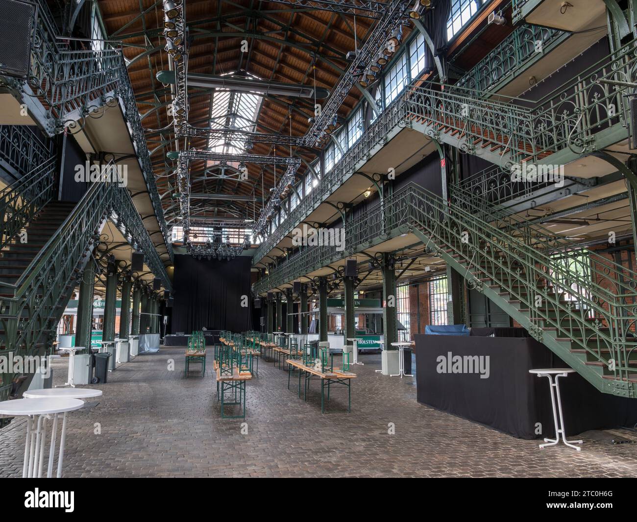 Dentro de la sala de subastas de pescado (Fischauktionshalle / Fischmarkt) en Altona, Foto de stock