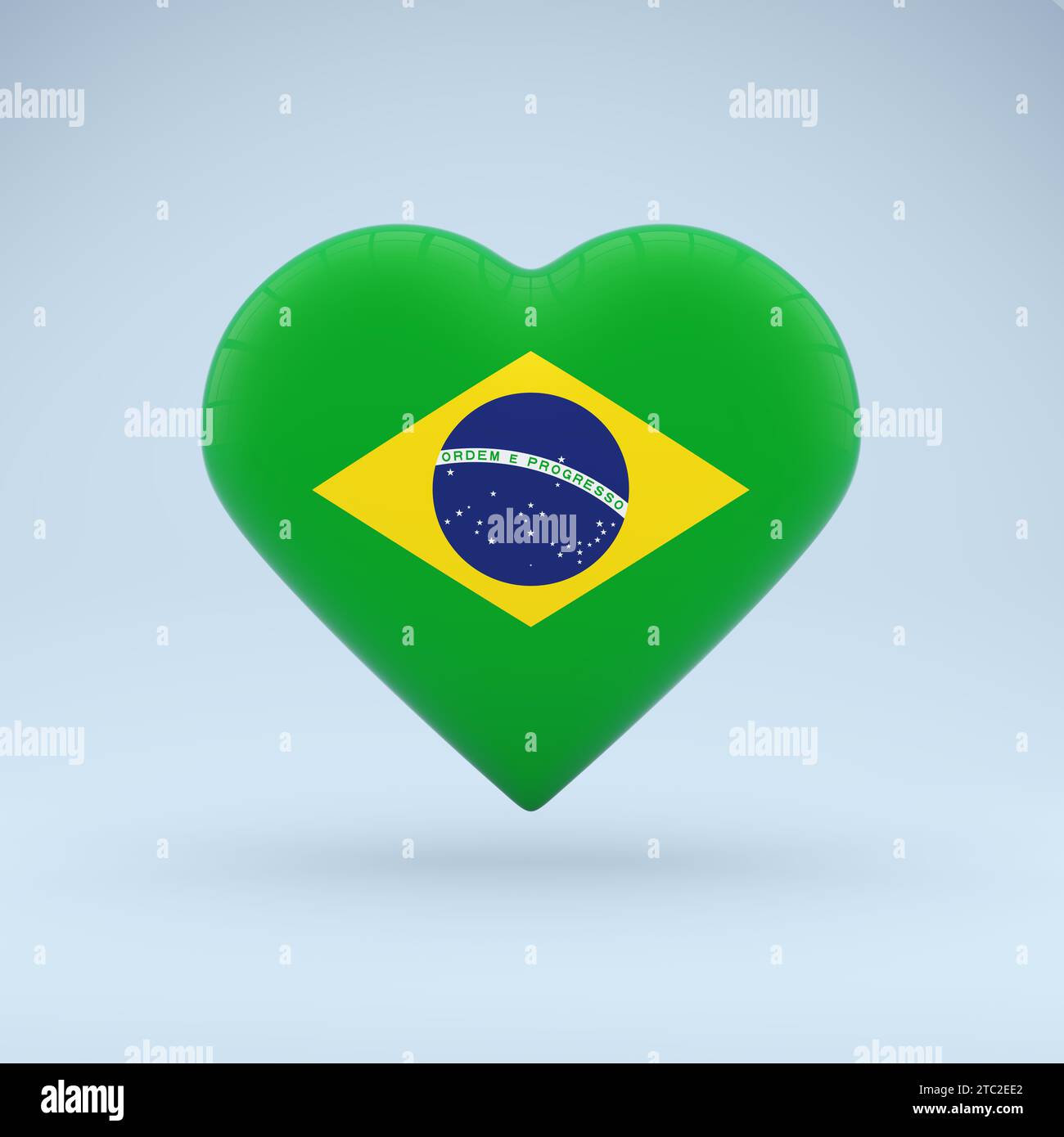 La Bandera De Brasil En La Forma De Un Corazón Brillante Fotos