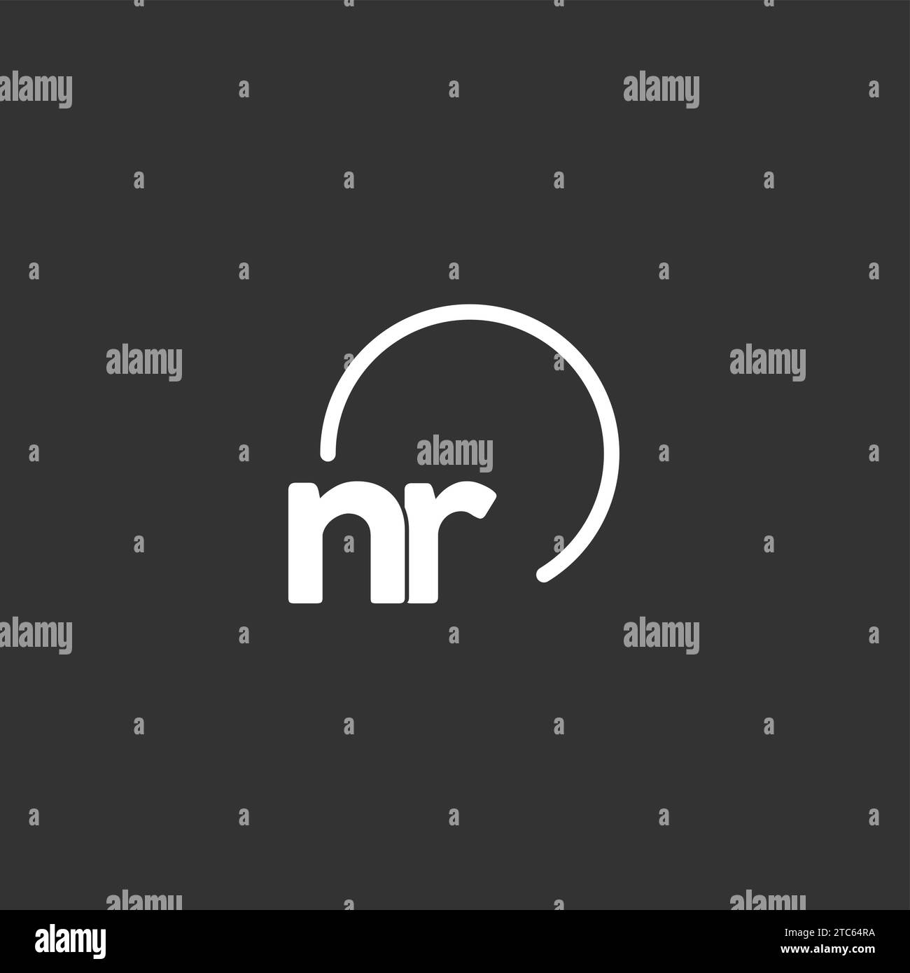 NR logotipo inicial con círculo redondeado gráfico vectorial Ilustración del Vector