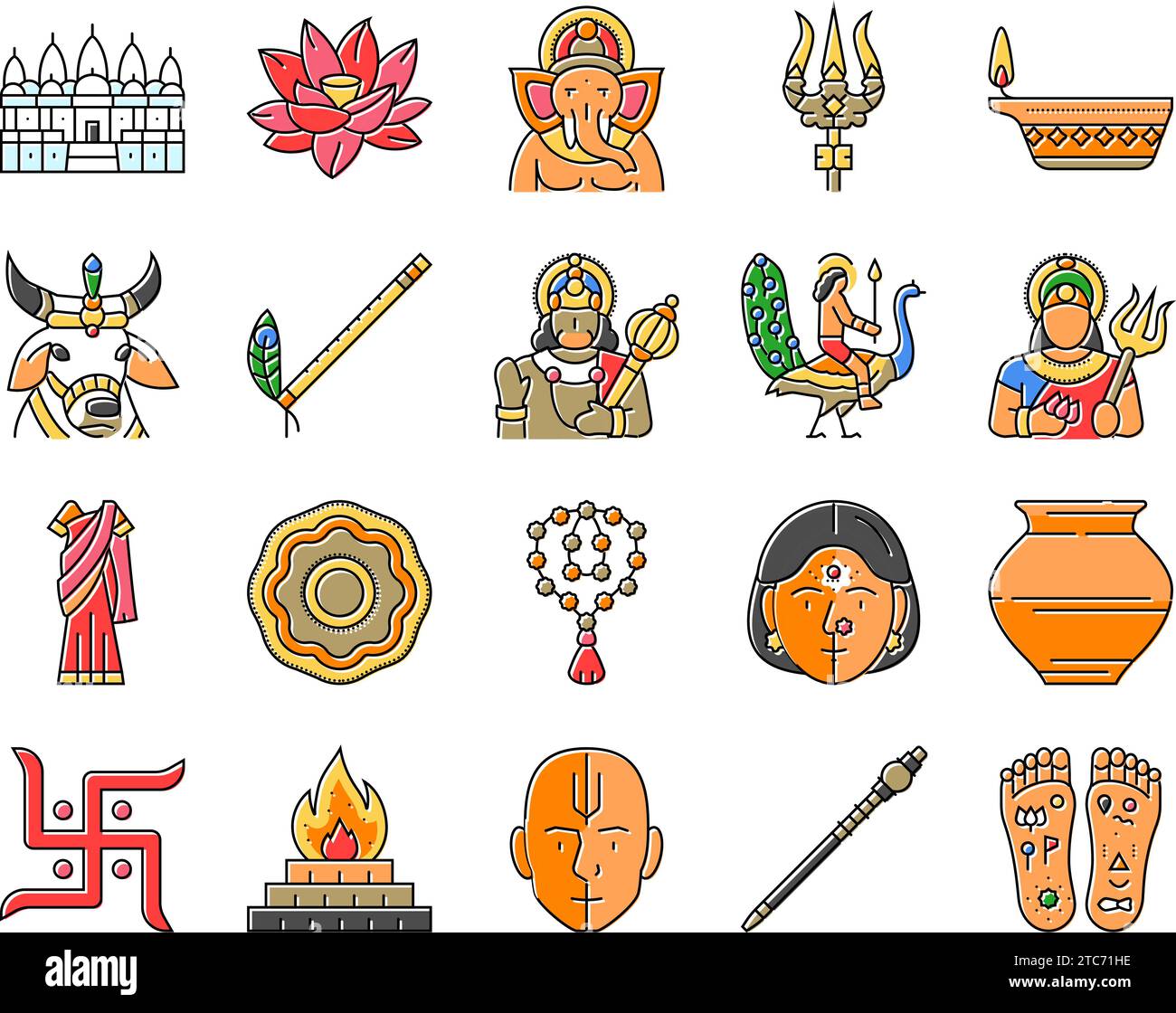 hinduismo india hindú dios religión iconos conjunto vector Imagen ...