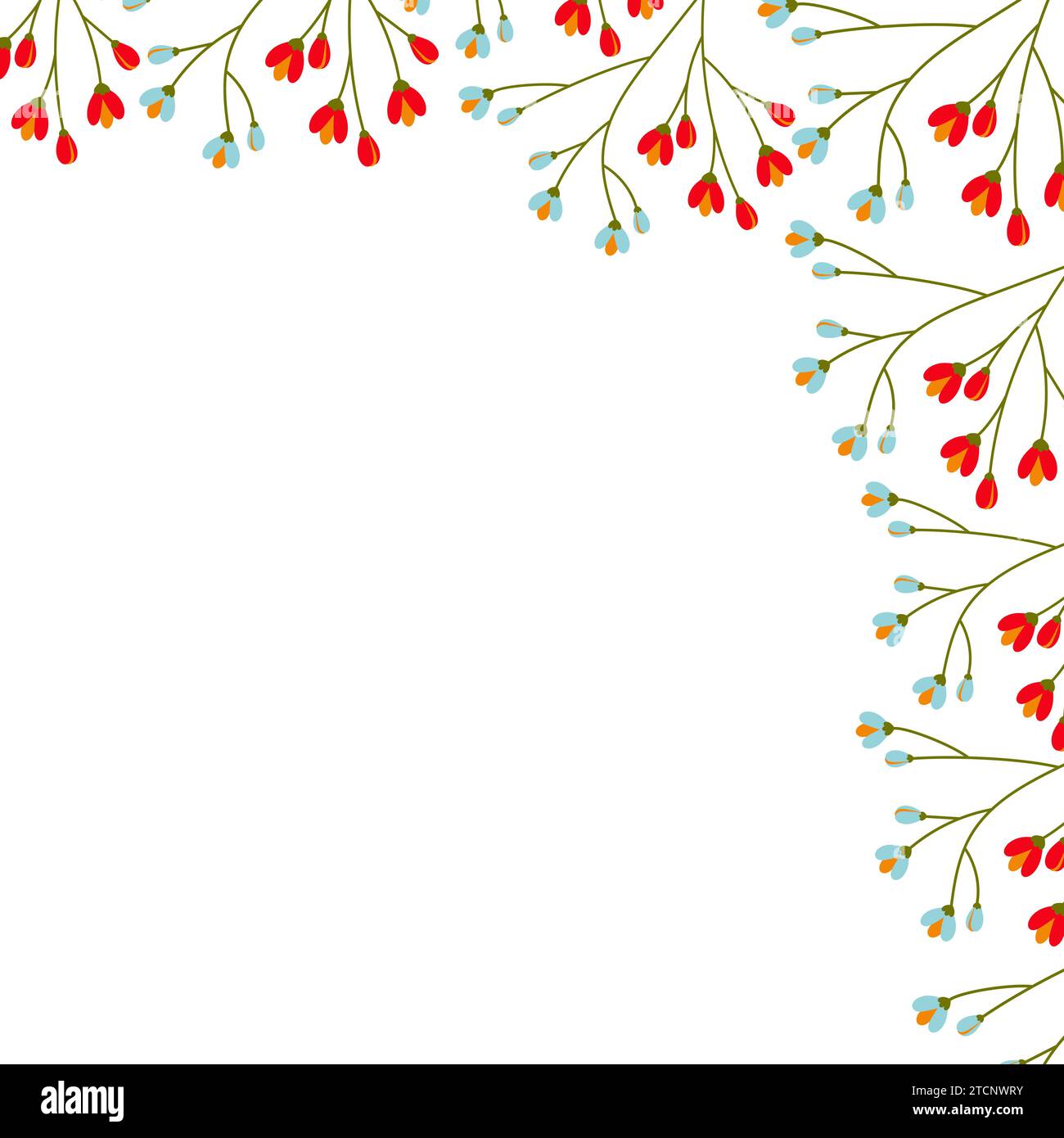 Marco cuadrado floral. Esquina decorativa de rama vintage Imagen Vector de  stock - Alamy