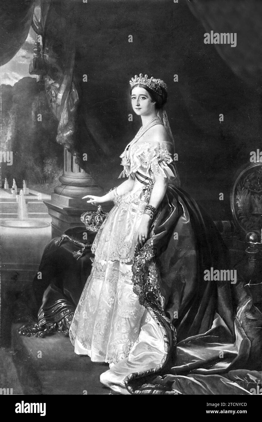 31 de diciembre de 1953. 'La emperatriz Eugenia', pintura de Winterhalter, que se conserva en el Palacio de Versalles. Crédito: Álbum / Archivo ABC Foto de stock