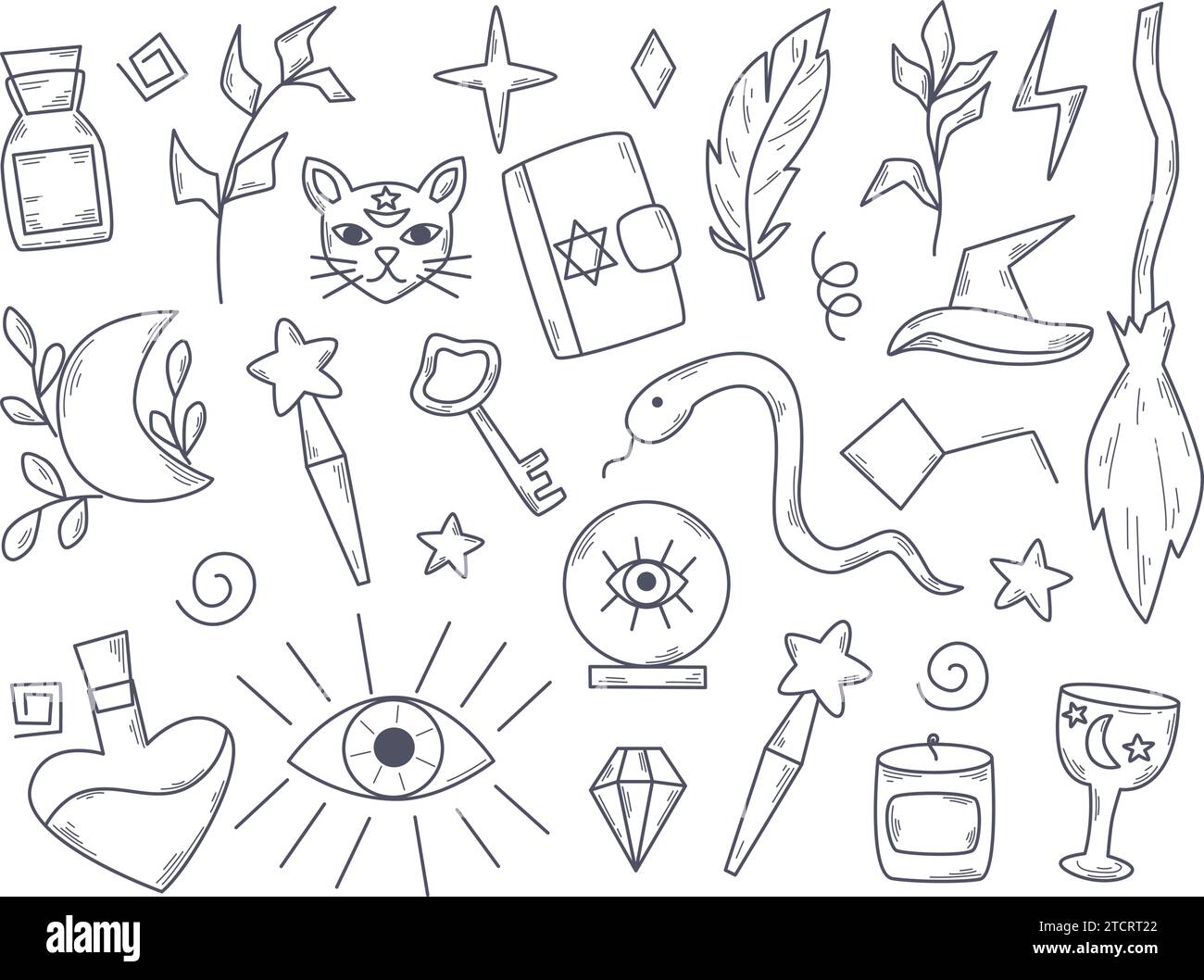 Magic Set doodle estilo de boceto Ilustración del Vector