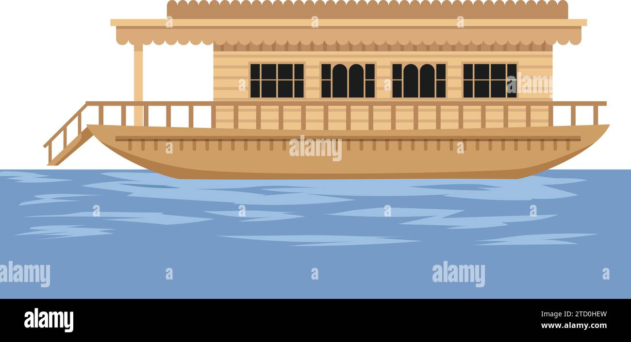 Ilustración vectorial de Kerala casa Barco flotando en el agua Ilustración del Vector