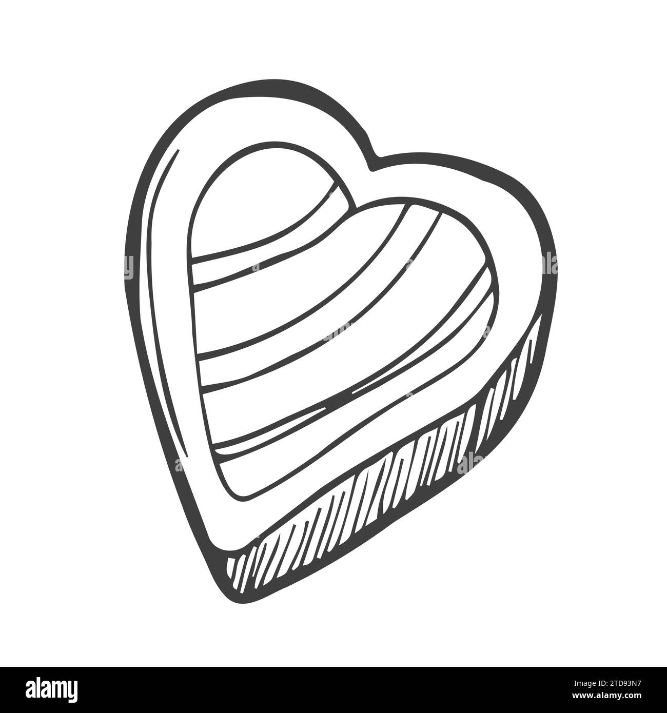 Vector mano dibujado doodle dulce corazón caramelo aislado en fondo blanco. Esquema plano de conversación de dibujos animados Ilustración del Vector