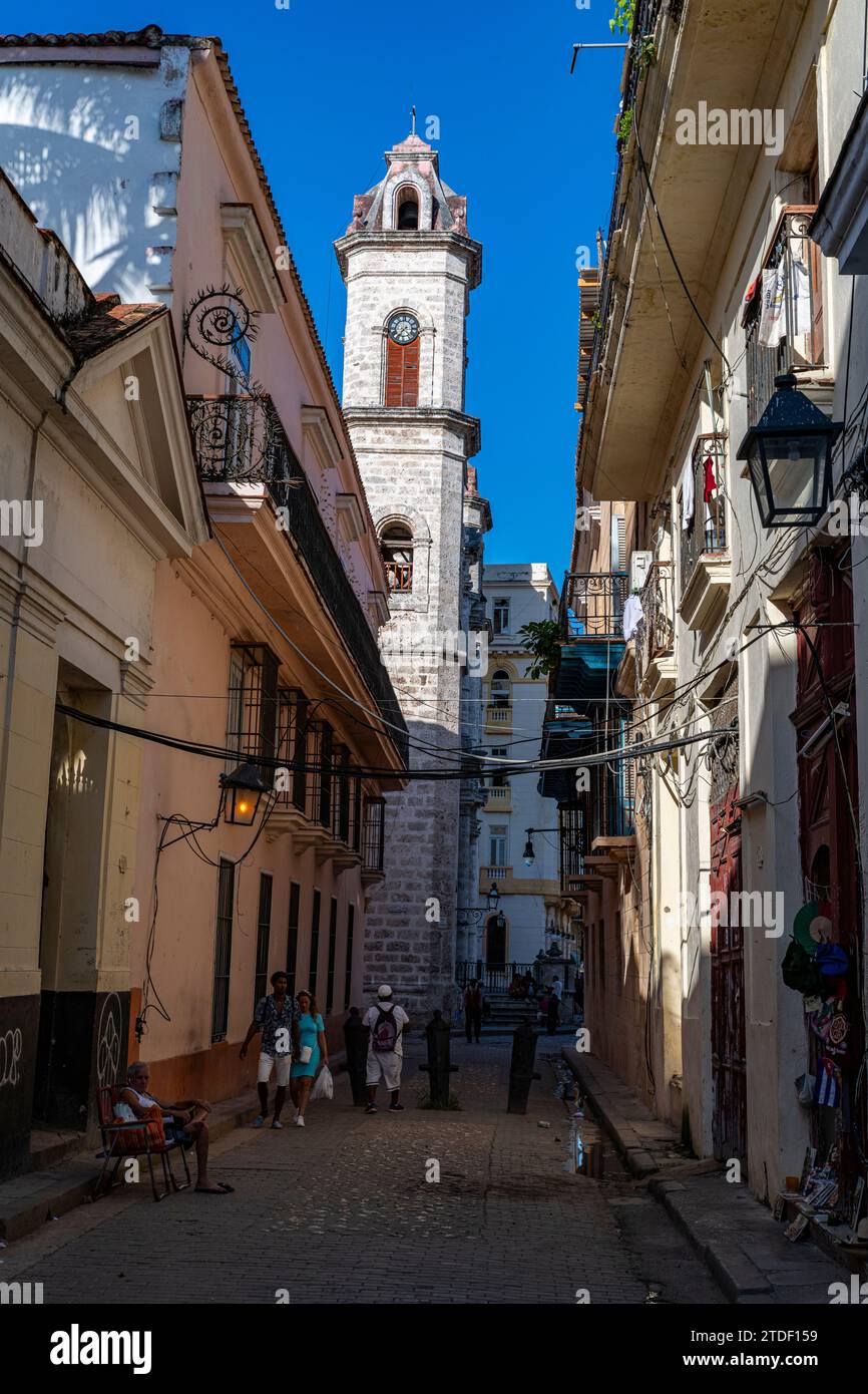 Ciudad vieja de La Habana, Cuba, Indias Occidentales, América Central Foto de stock