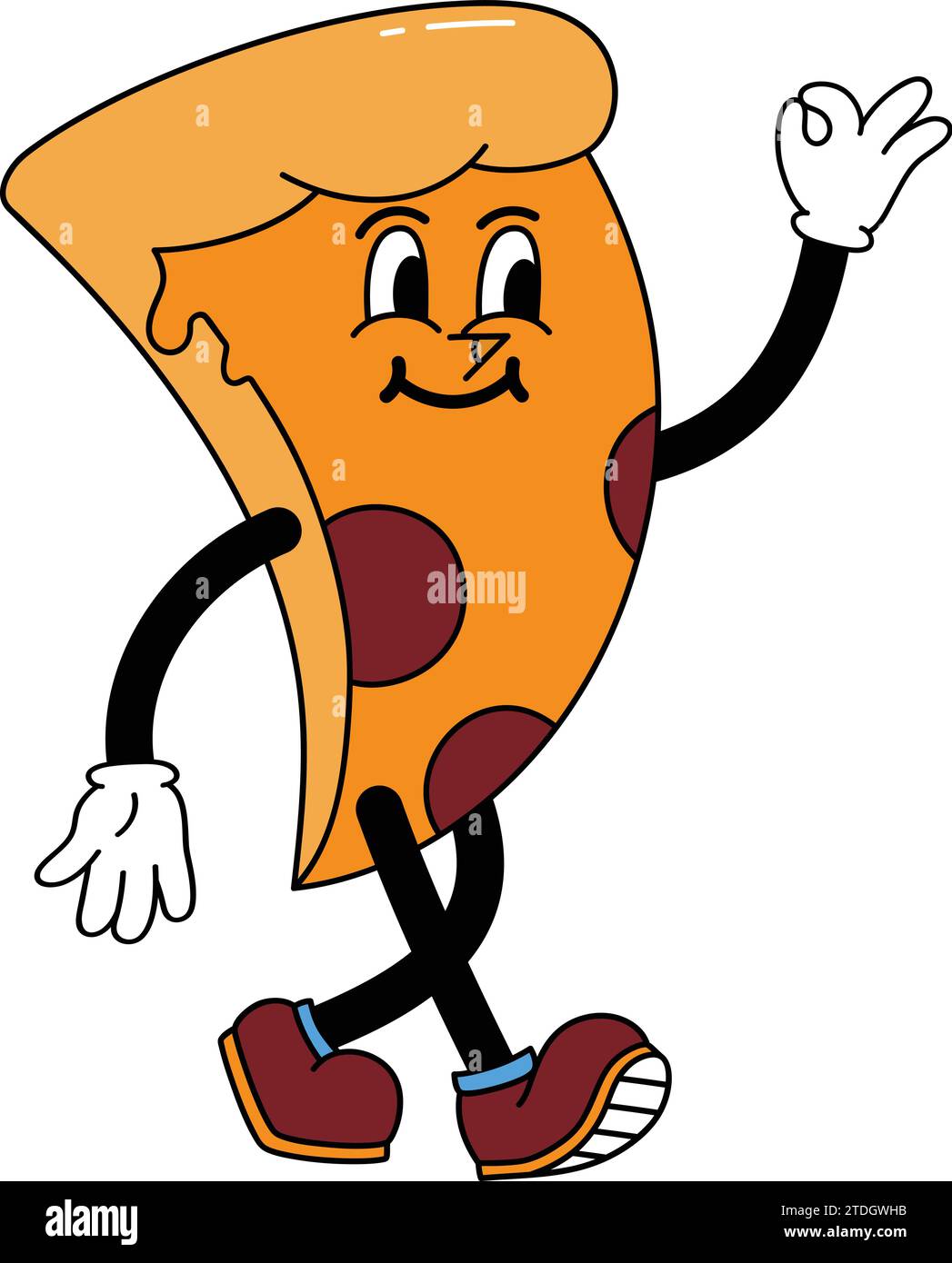 Vector de dibujos animados de pizza character.Vector de dibujos