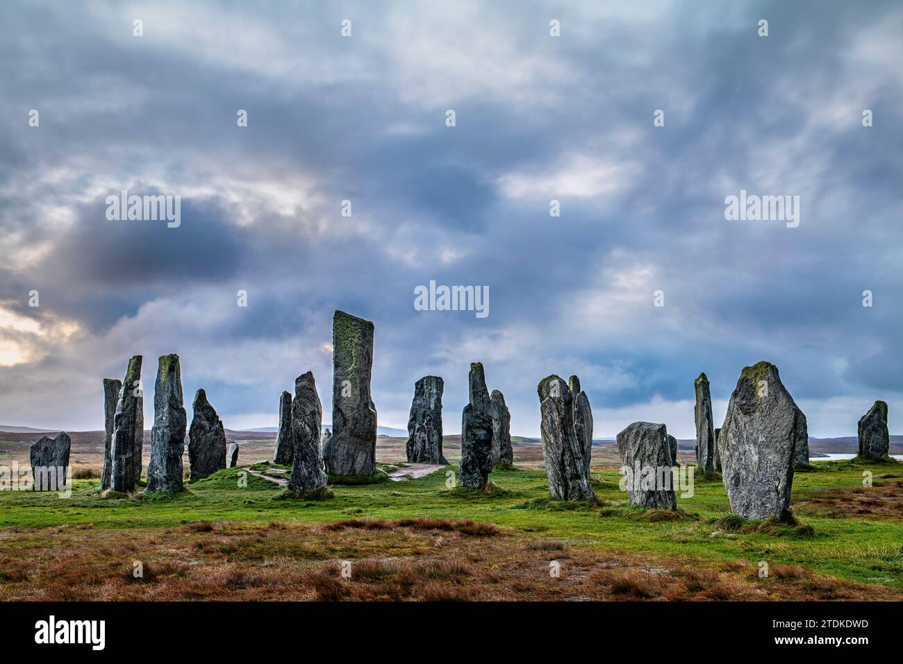 PIEDRAS DE PIE DE CALLANISH (2900-2600 A.C.) CALLANISH ISLA DE LEWIS LAS HÉBRIDAS ESCOCIA REINO UNIDO Foto de stock