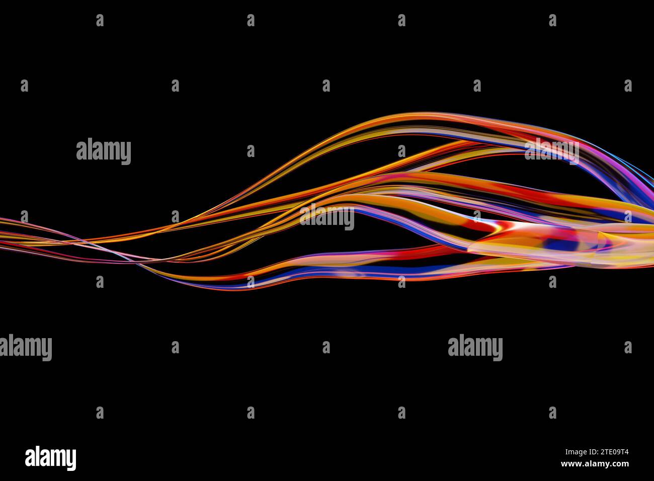 ilustración 3d de líneas geométricas coloridas, rayas similares a las ondas. Forma futurista, modelado abstracto. Foto de stock