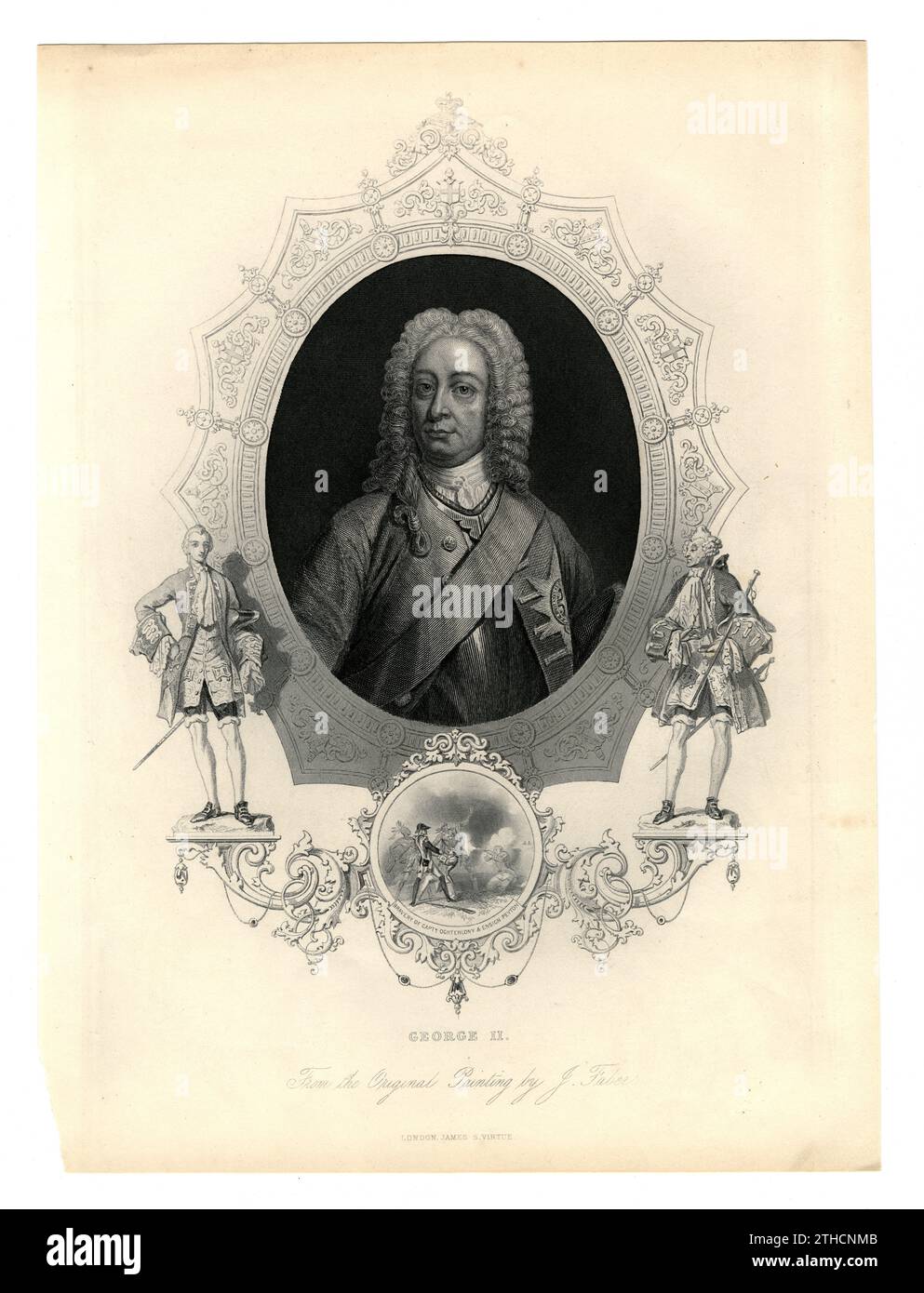 Retrato grabado de King George II Foto de stock