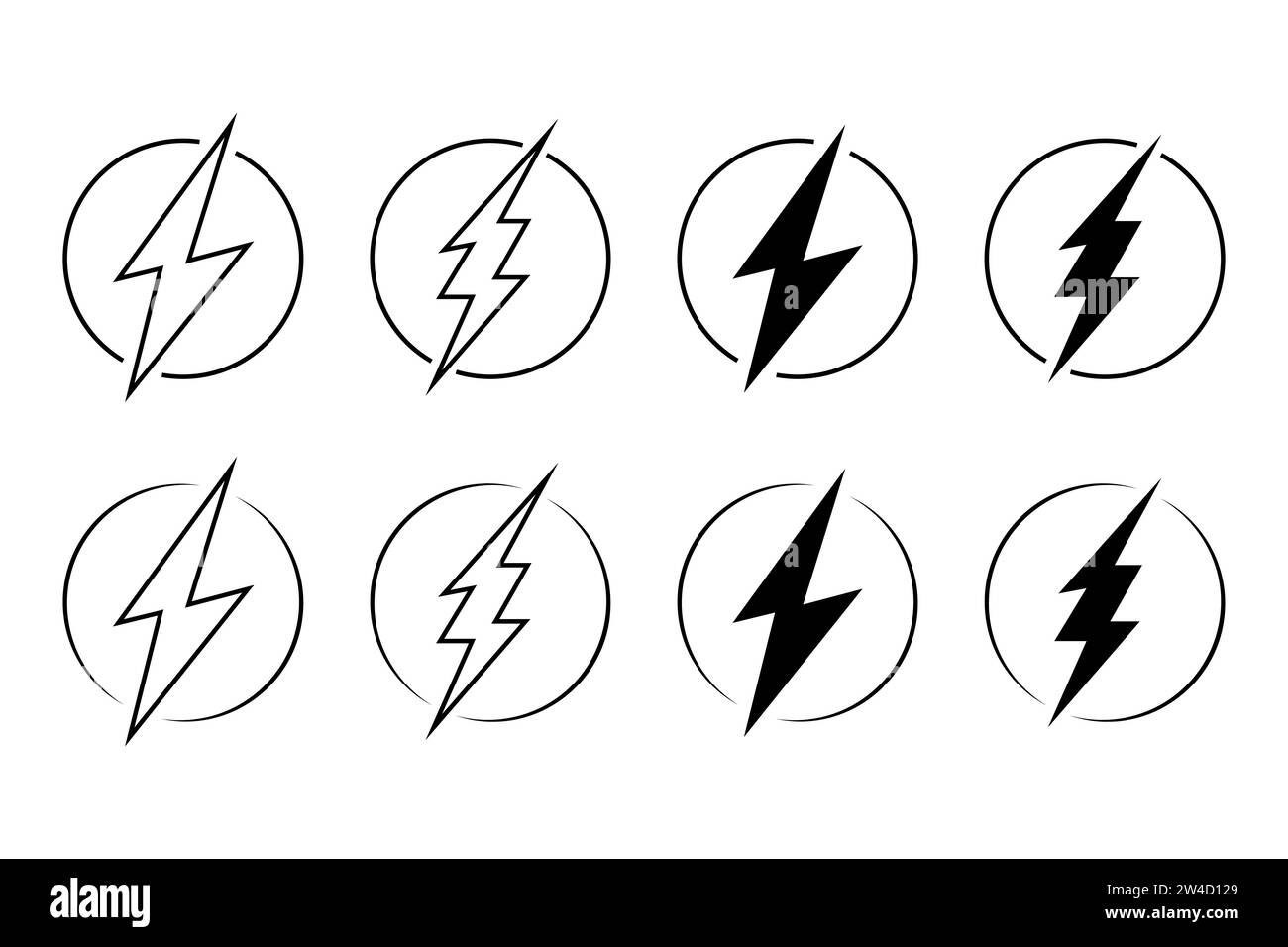 Icono de la electricidad, energía eléctrica, energía, símbolo del círculo del perno. Ilustración del Vector