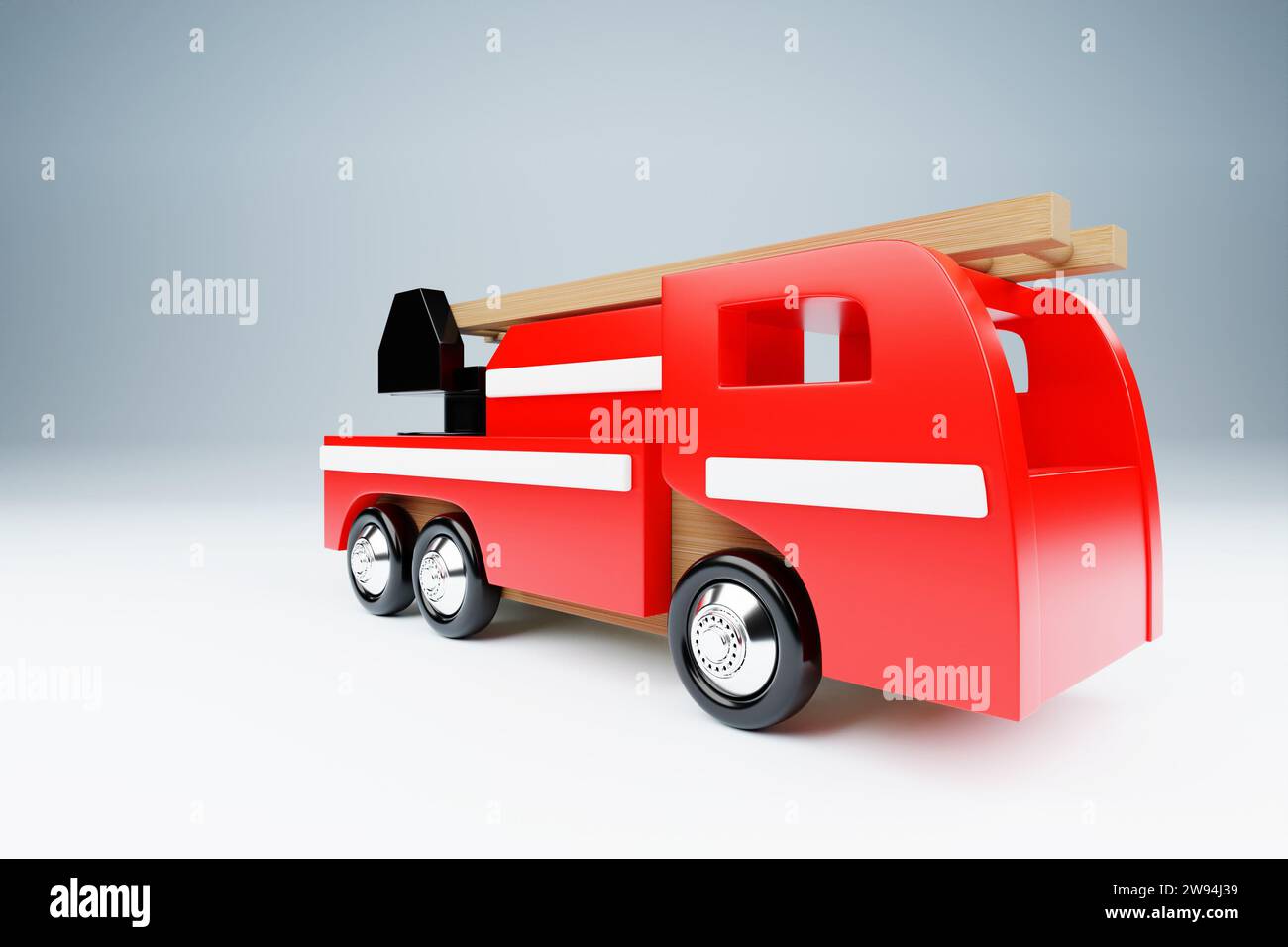 ilustración 3d de un vehículo de emergencia de coche de bombero rojo sobre un fondo blanco Foto de stock