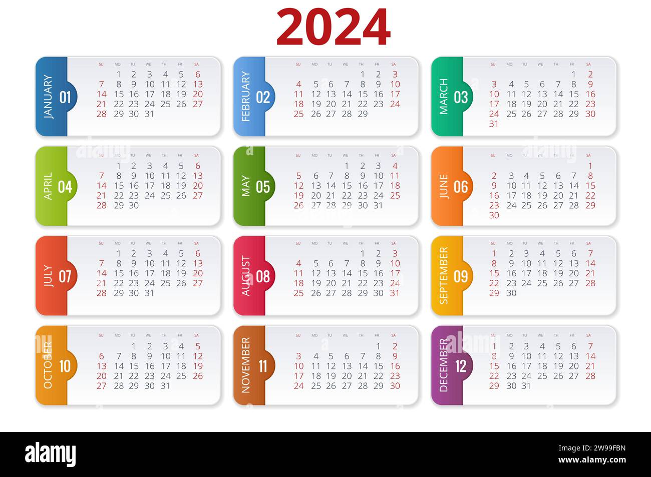 Planificador de Calendario para 2024. Plantilla de calendario para 2024