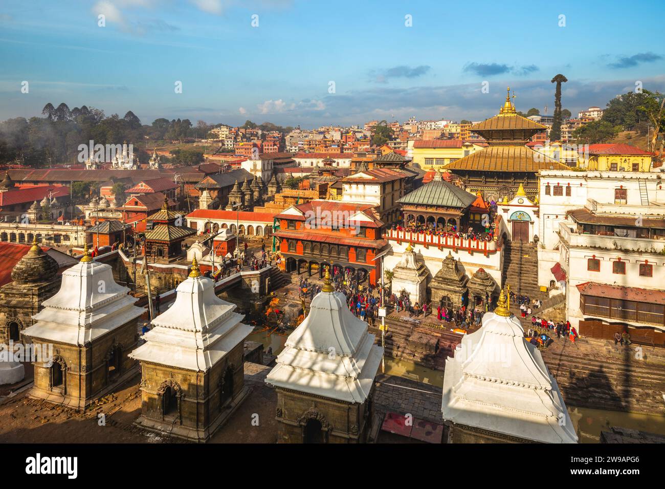 Templo Pashupatinath Por Bagmati, Katmandú, Nepal Foto de stock