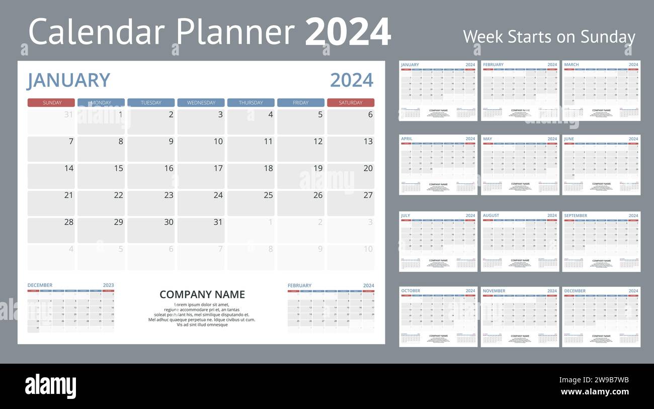 Planificador de calendario para 2024. Plantilla de calendario para 2024