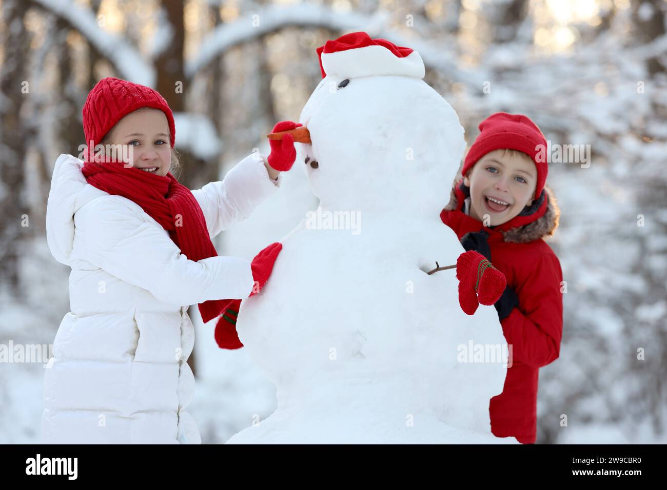 Un Par De Muñecas De Nieve, Niña Y Niño, Juguete De Navidad En Un Sombrero  Cálido Y Pantalones. Año Nuevo Y Navidad Imagen de archivo - Imagen de  nuevo, caliente: 264240515