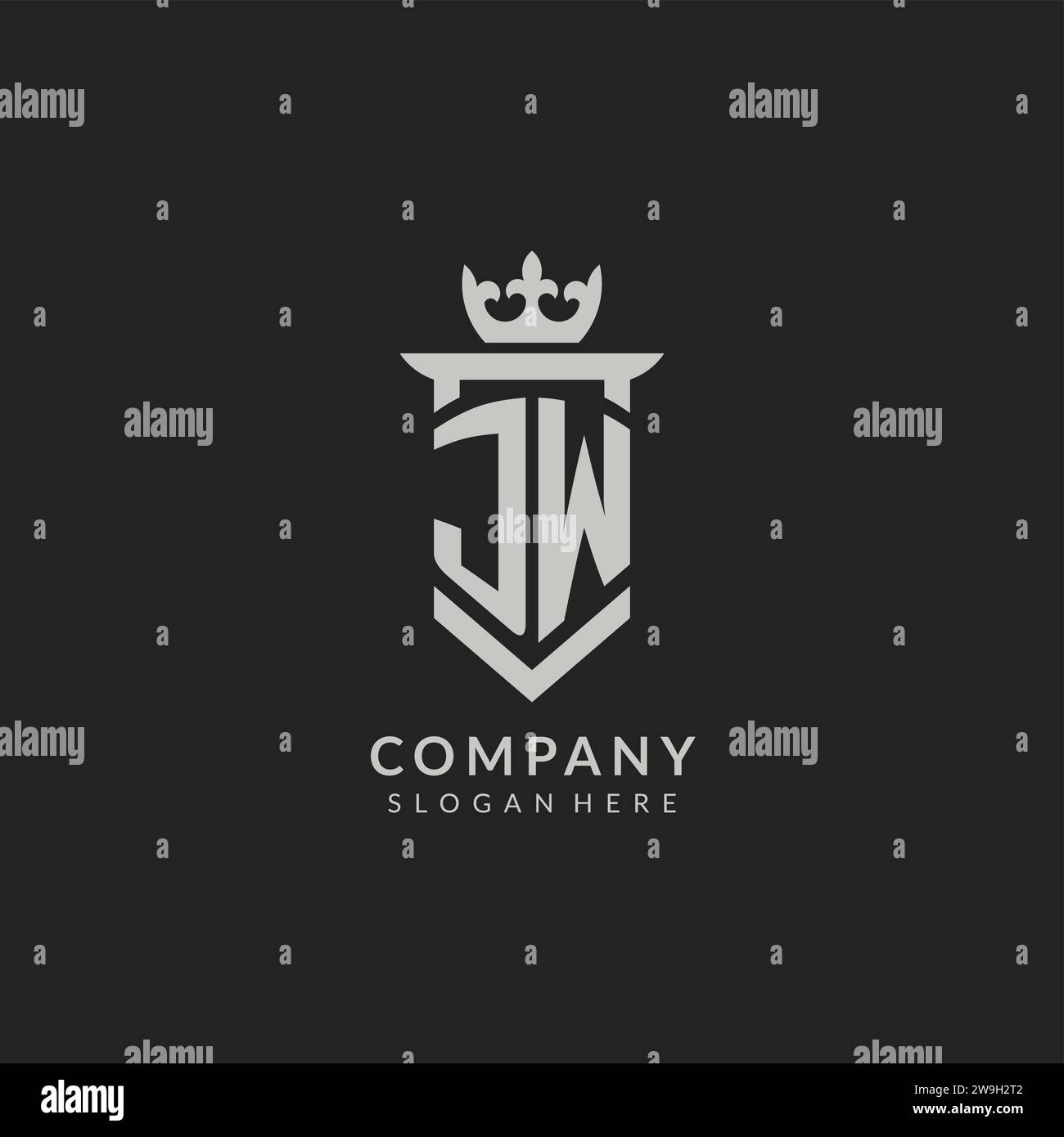 Escudo JW inicial y logotipo de la corona estilo vector gráfico Imagen ...