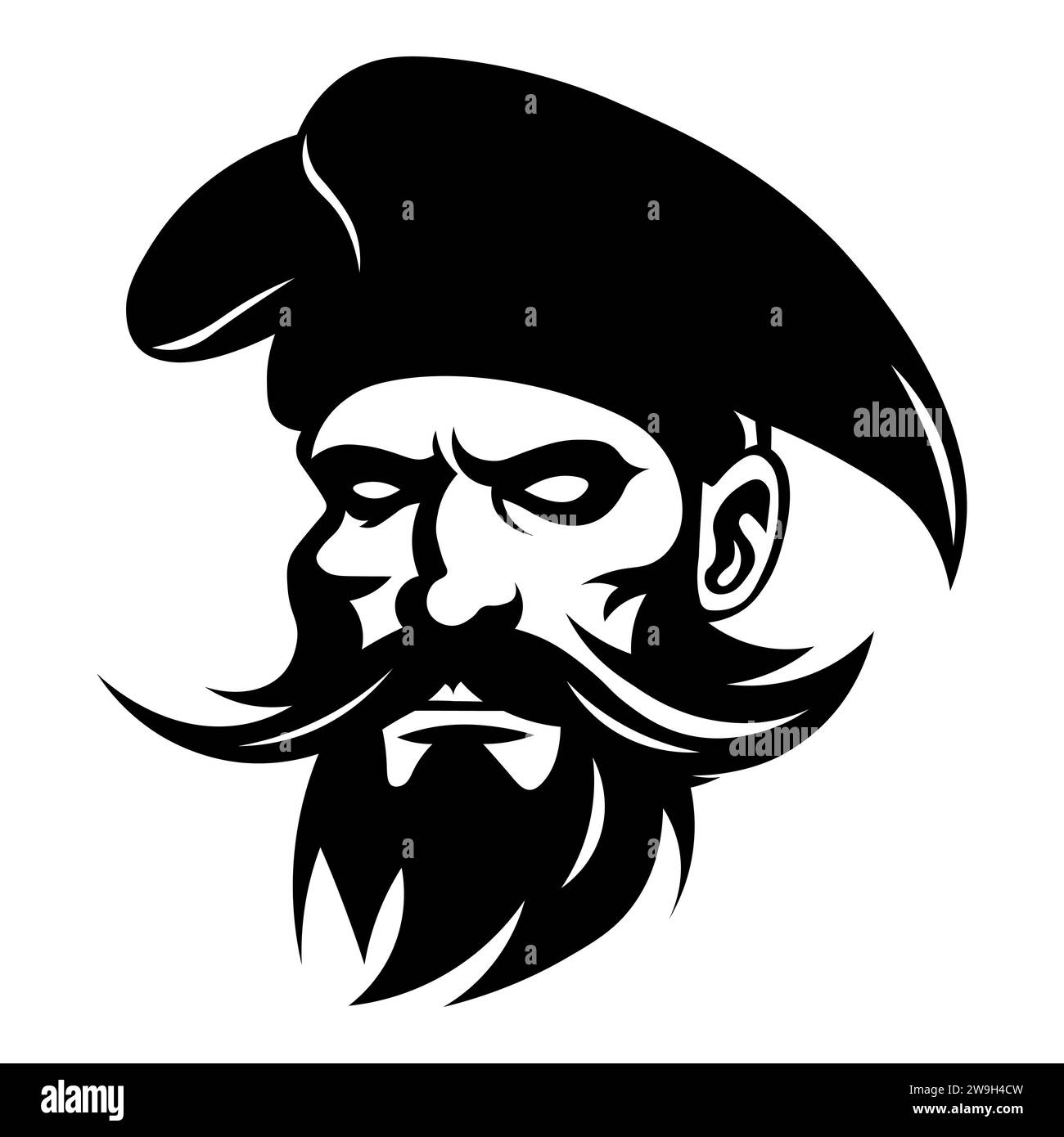 Icono de vector negro pirata sobre fondo blanco Ilustración del Vector