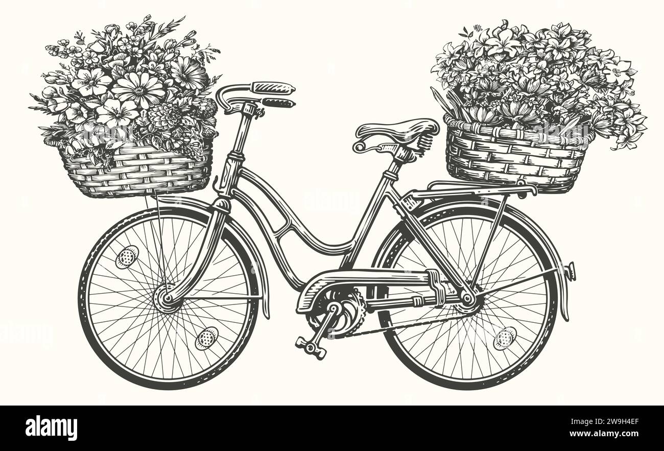 Bicicleta Con Cesta De Flores Bicicleta De Niña En El Centro Comercial Foto  de stock y más banco de imágenes de A la moda - iStock