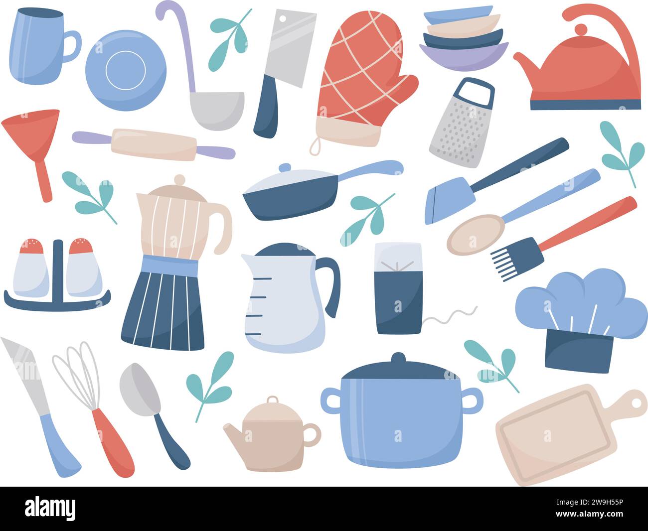 Conjunto De Utensilios De Cocina Icono Vector Ilustración De Dibujos  Animados Ilustración del Vector - Ilustración de cocinero, interior:  213501094