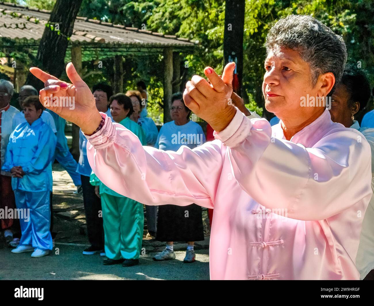 Santa Clara Cuba Tai Shi exposición de arte marcial en el zoológico Camilo Cienfuegos. Foto de stock