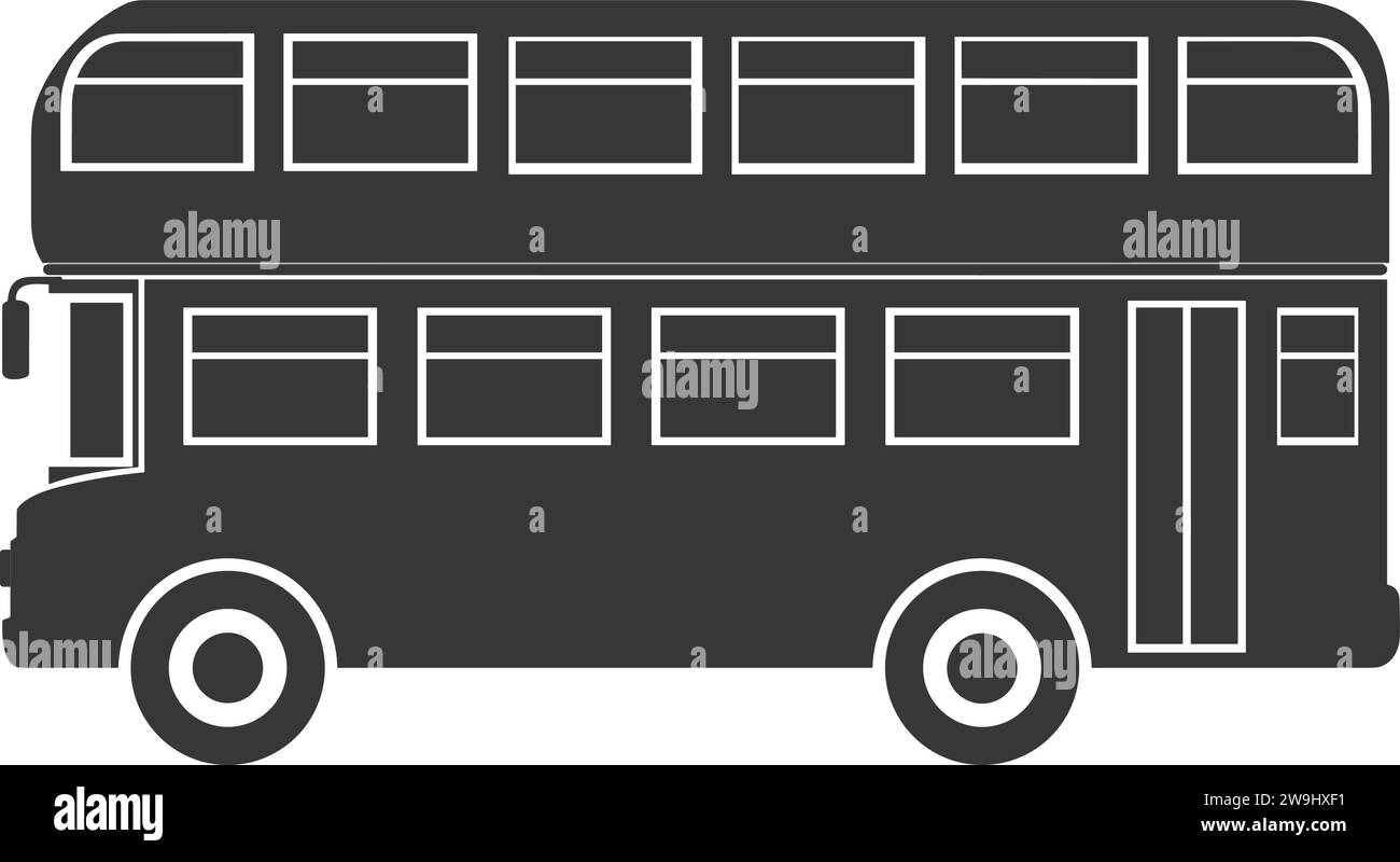 Vector de icono de autobús de doble decker | autobús de silueta de Londres Ilustración del Vector