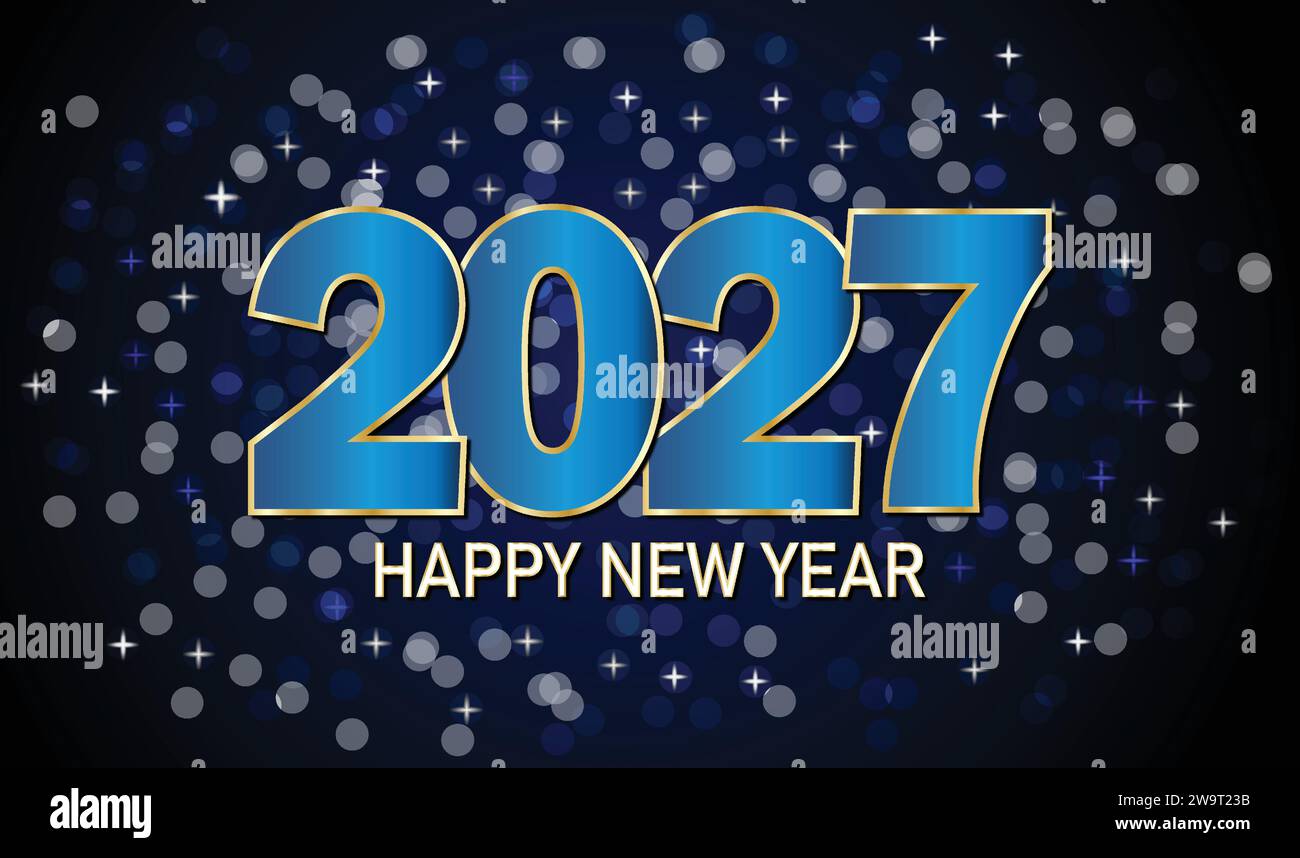 Feliz Año Nuevo 2027. Diseño de tarjeta de felicitación. Ilustración vectorial. Ilustración del Vector