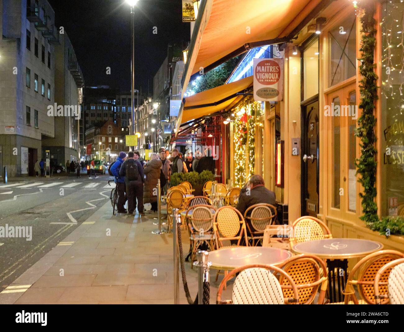 Soho, Escena nocturna, centro de Londres Reino Unido Foto de stock