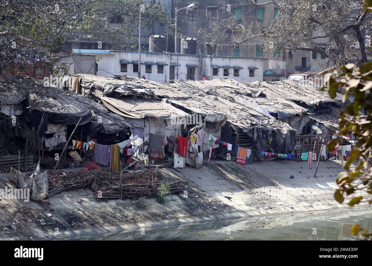 Barrios marginales en Kolkata India Foto de stock